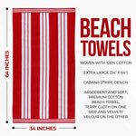 Striped Oversized Cotton Beach Towel Set of 2, 4, or 6 Piece - Beach Towel by Superior Brand