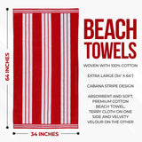 Striped Oversized Cotton Beach Towel Set of 2, 4, or 6 Piece - Beach Towel by Superior Brand