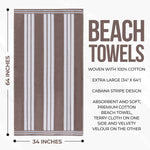 Striped Oversized Cotton Beach Towel Set of 2, 4, or 6 Piece - Beach Towel by Superior Brand