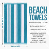 Striped Oversized Cotton Beach Towel Set of 2, 4, or 6 Piece - Beach Towel by Superior Brand