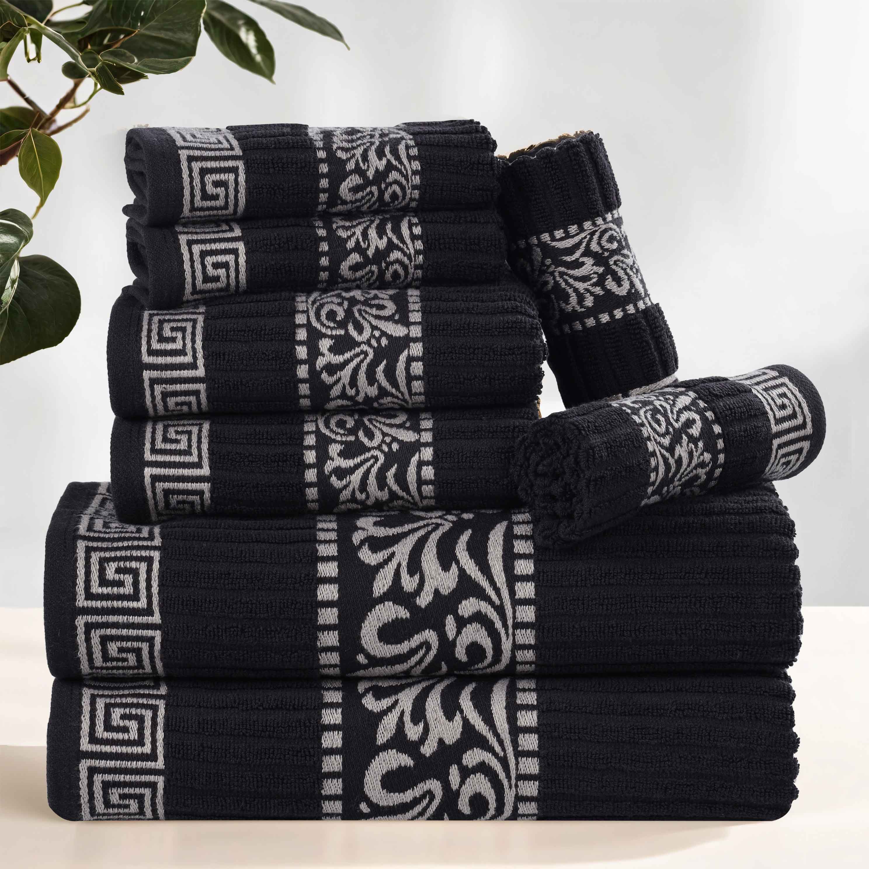 Superior Athens Cotton Greek Key Trim 8 Piece Towel Set - Towel Set by Superior Brand