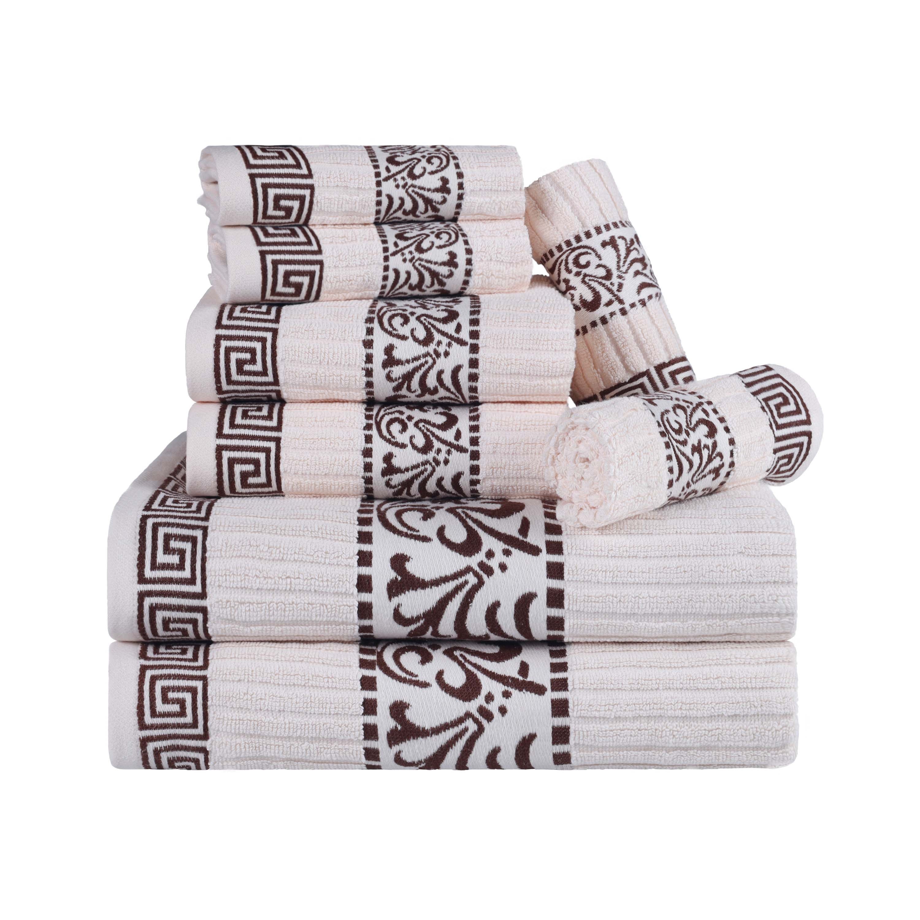 Superior Athens Cotton Greek Key Trim 8 Piece Towel Set - Towel Set by Superior Brand