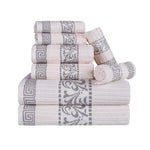 Superior Athens Cotton Greek Key Trim 8 Piece Towel Set - Towel Set by Superior Brand