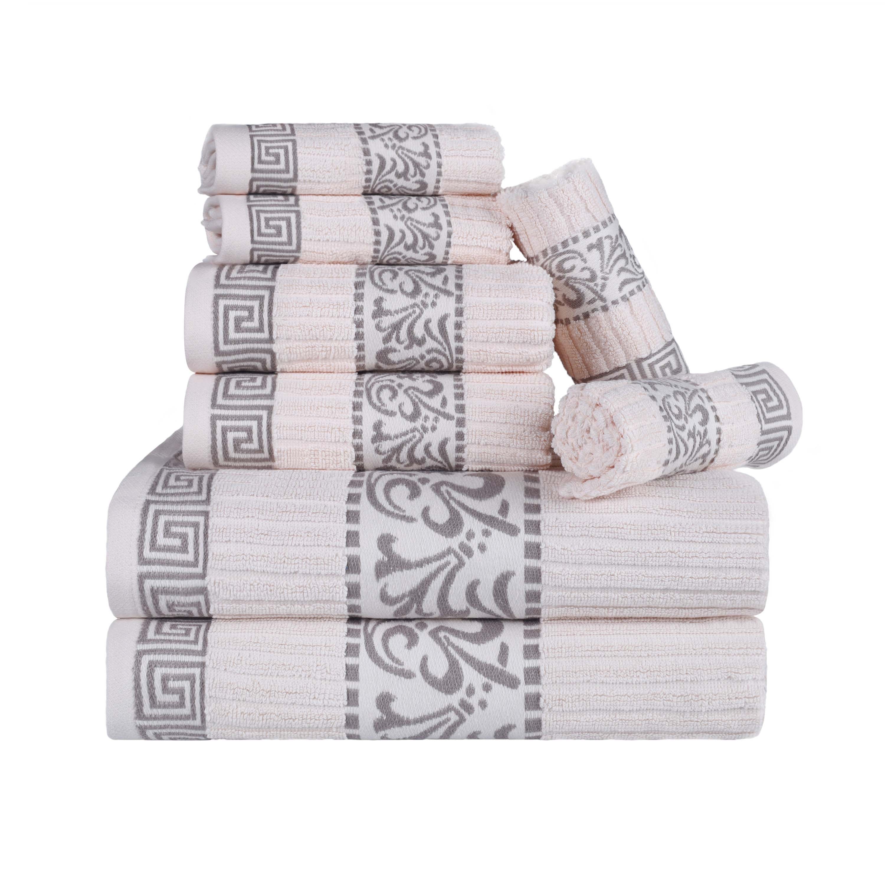 Superior Athens Cotton Greek Key Trim 8 Piece Towel Set - Towel Set by Superior Brand
