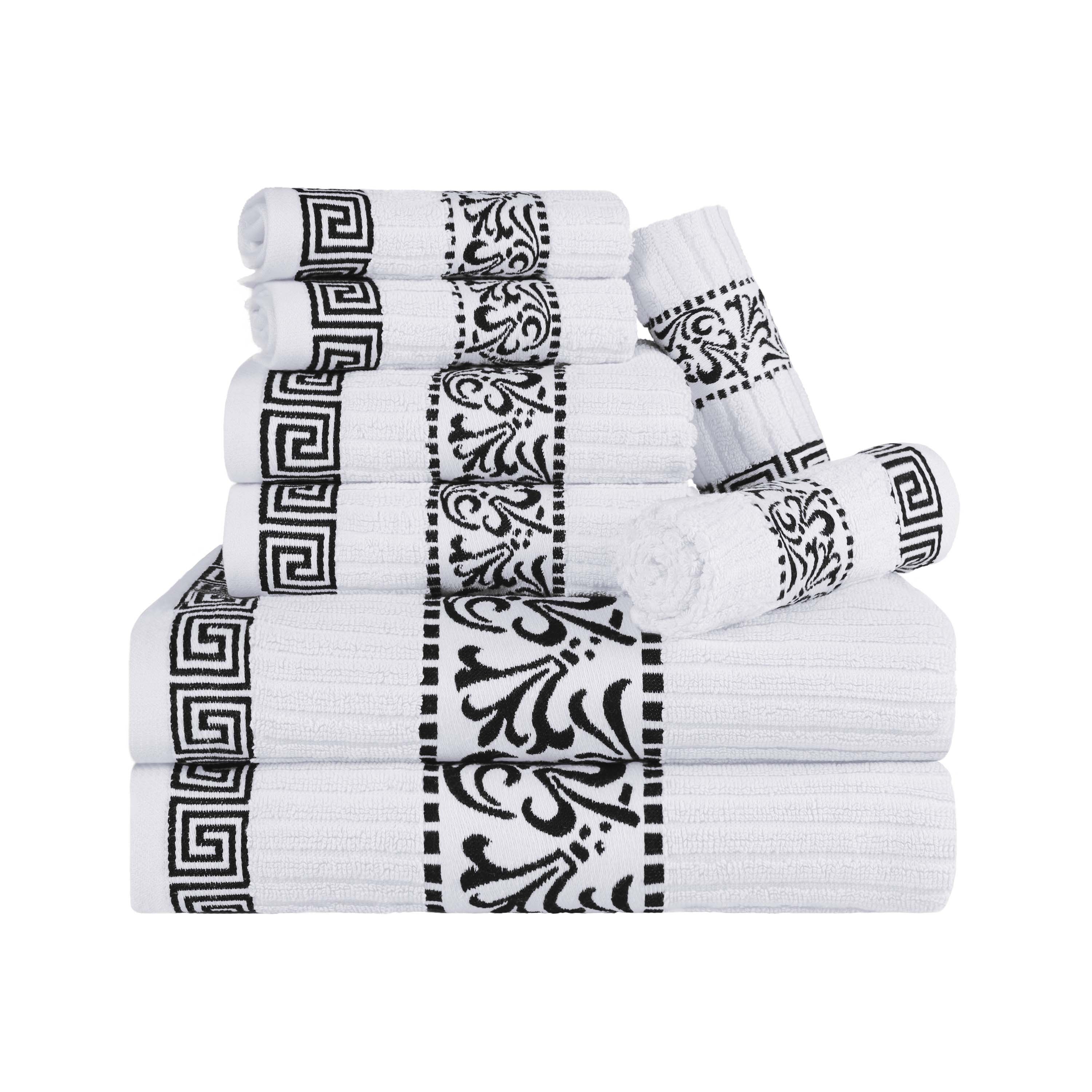 Superior Athens Cotton Greek Key Trim 8 Piece Towel Set - Towel Set by Superior Brand