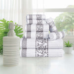 Superior Athens Cotton Greek Key Trim 8 Piece Towel Set - Towel Set by Superior Brand