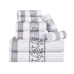 Superior Athens Cotton Greek Key Trim 8 Piece Towel Set - Towel Set by Superior Brand