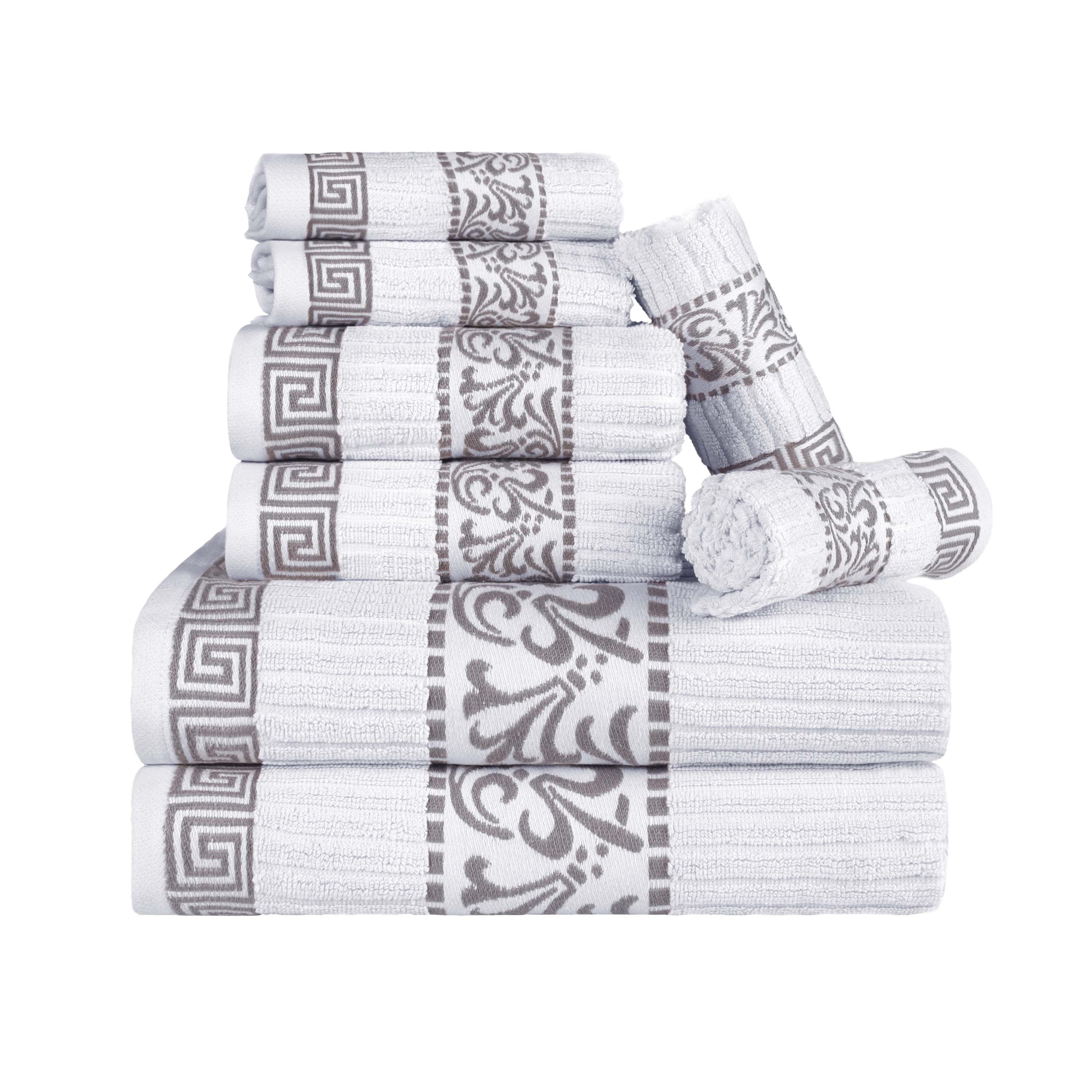 Superior Athens Cotton Greek Key Trim 8 Piece Towel Set - Towel Set by Superior Brand
