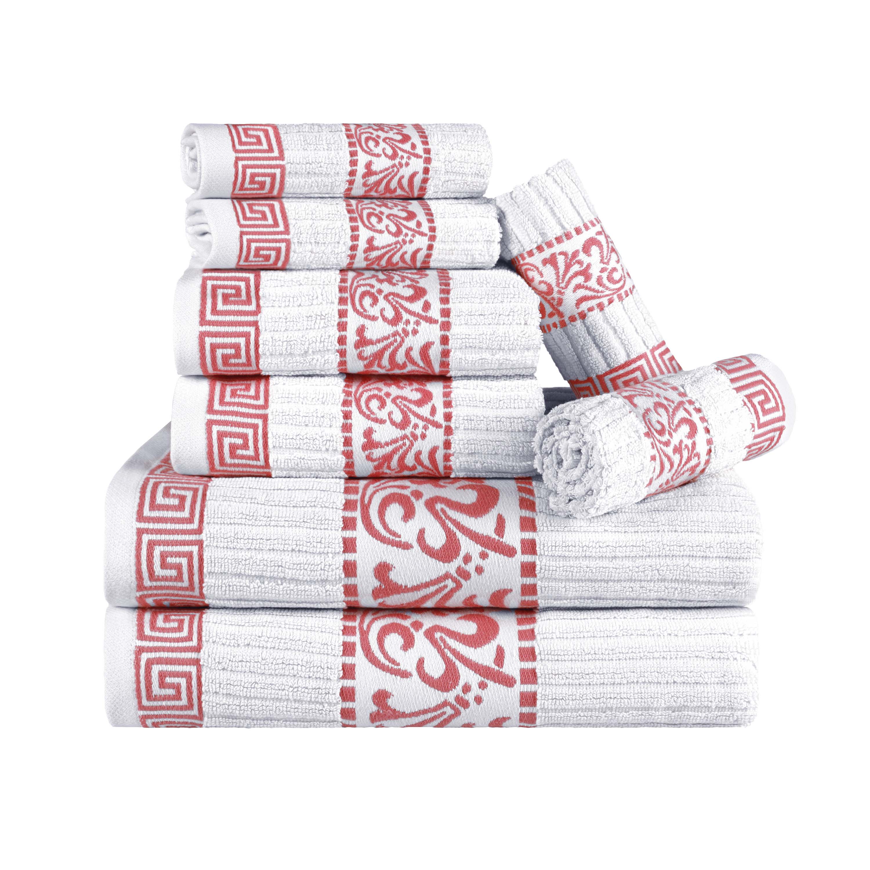 Superior Athens Cotton Greek Key Trim 8 Piece Towel Set - Towel Set by Superior Brand