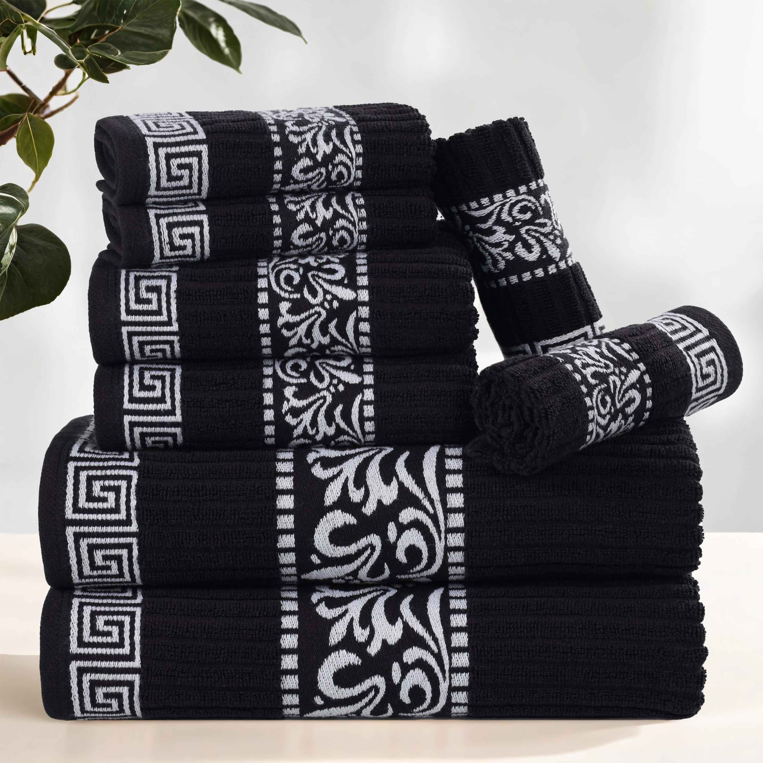 Superior Athens Cotton Greek Key Trim 8 Piece Towel Set - Towel Set by Superior Brand