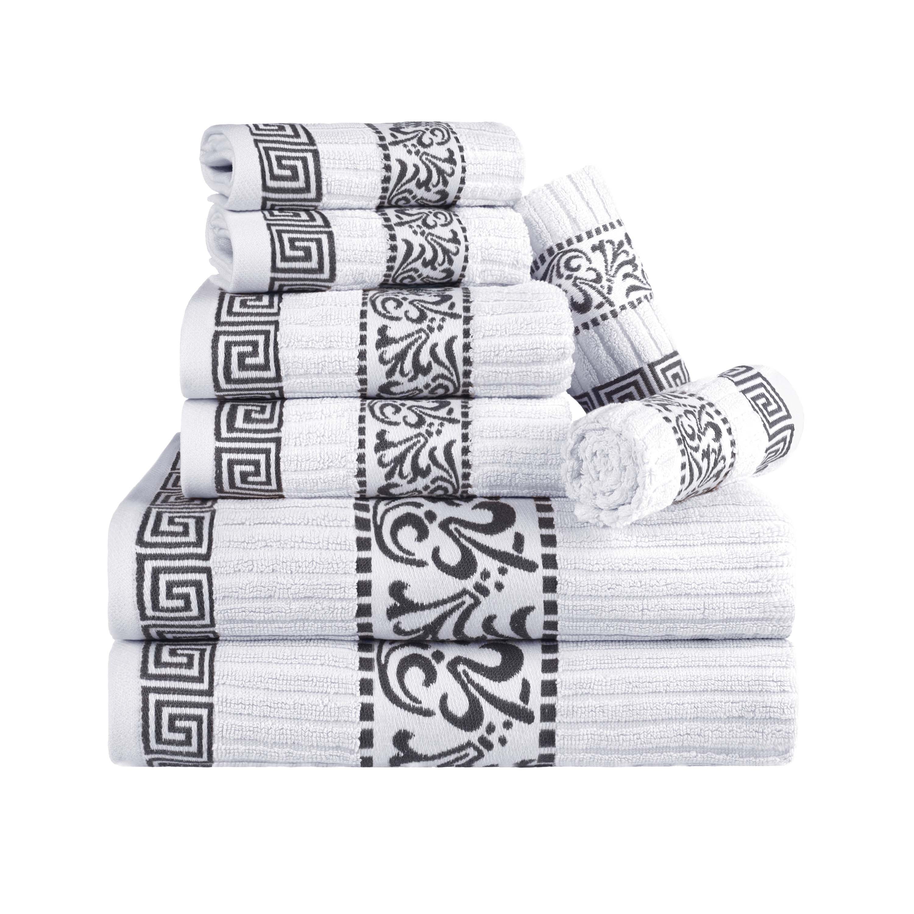 Superior Athens Cotton Greek Key Trim 8 Piece Towel Set - Towel Set by Superior Brand