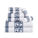 Superior Athens Cotton Greek Key Trim 8 Piece Towel Set - Towel Set by Superior Brand