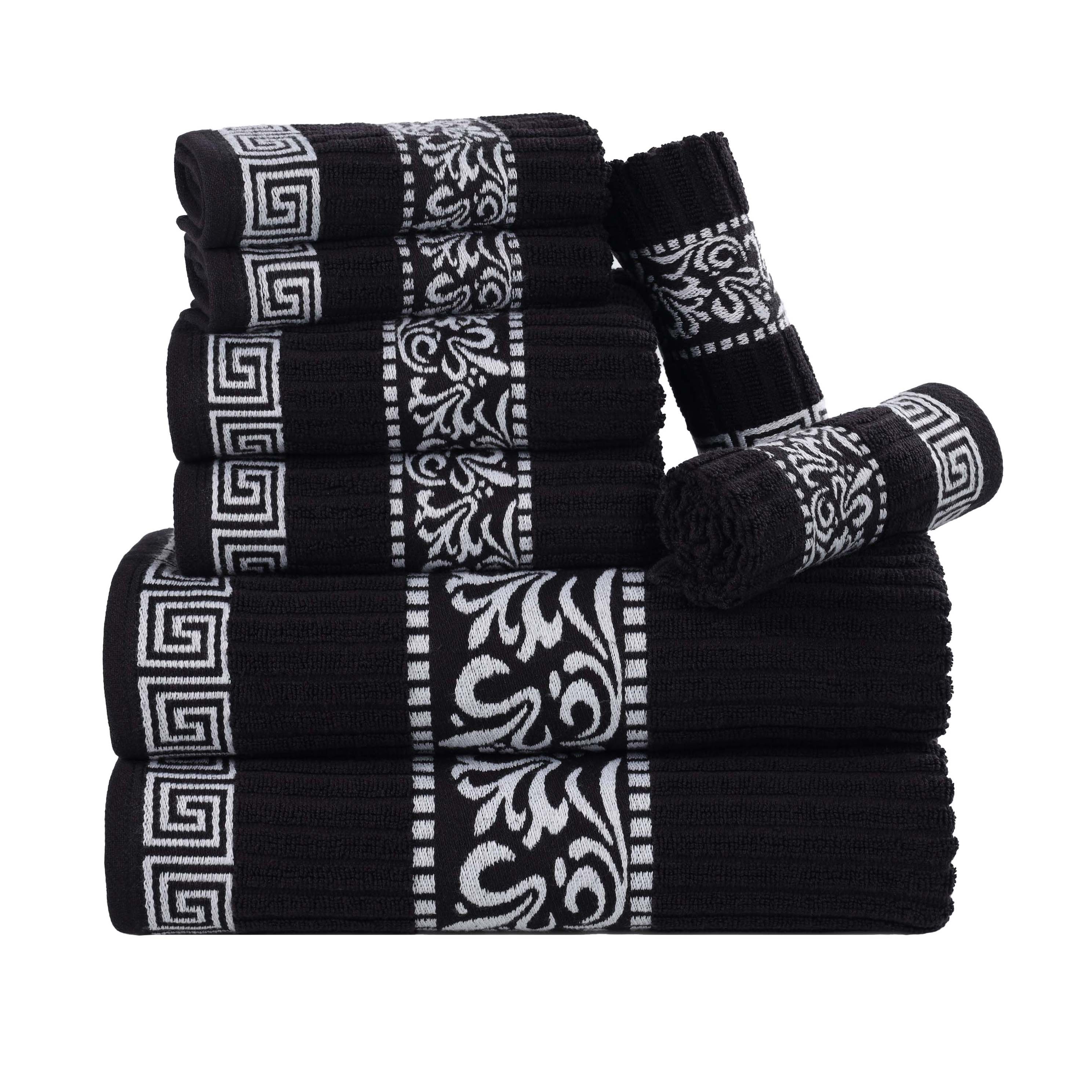 Superior Athens Cotton Greek Key Trim 8 Piece Towel Set - Towel Set by Superior Brand