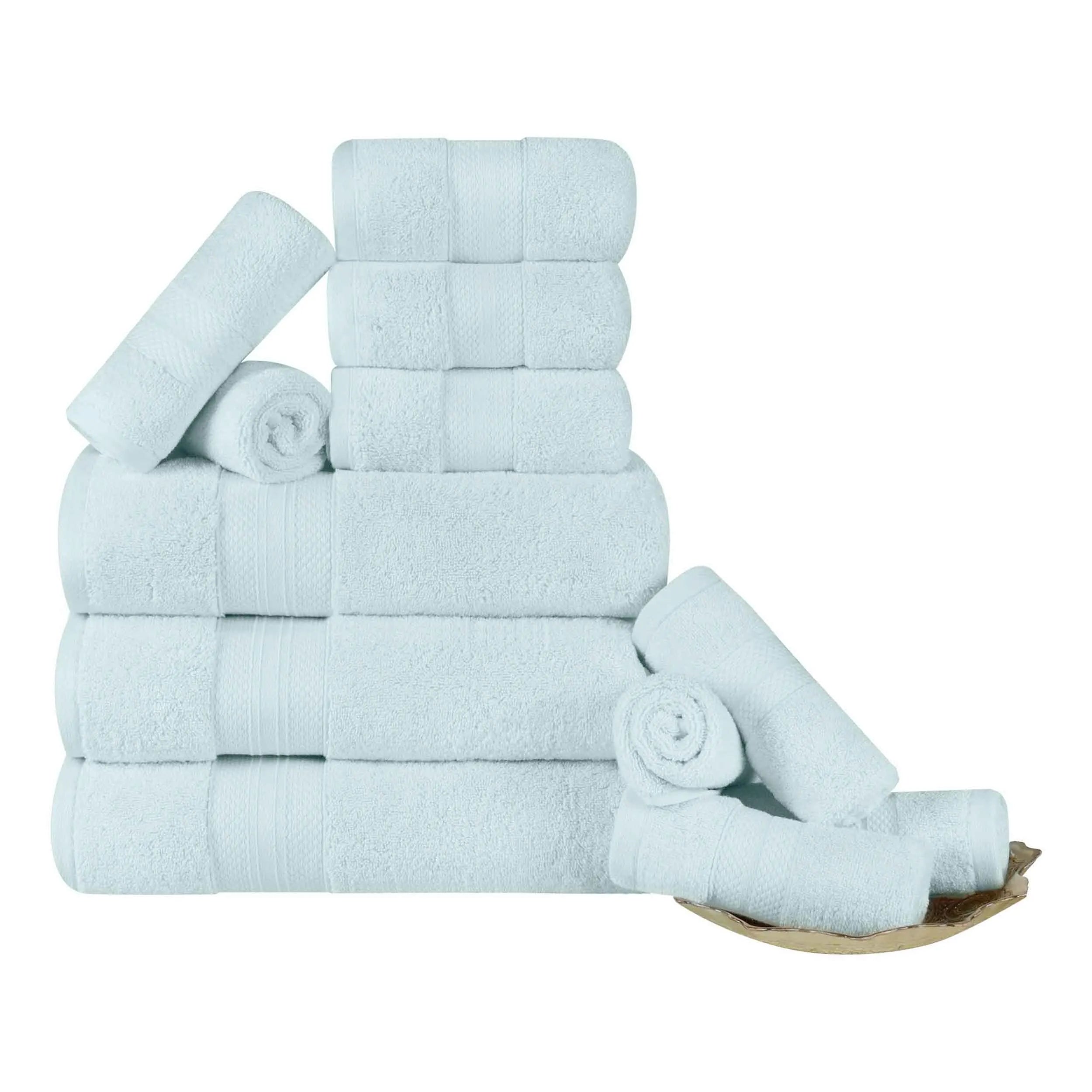 Turkish Cotton Towel Set 12-Piece Aria Plush Solid - Towel Set by Superior Brand