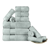 Turkish Cotton Towel Set 12-Piece Aria Plush Solid - Towel Set by Superior Brand