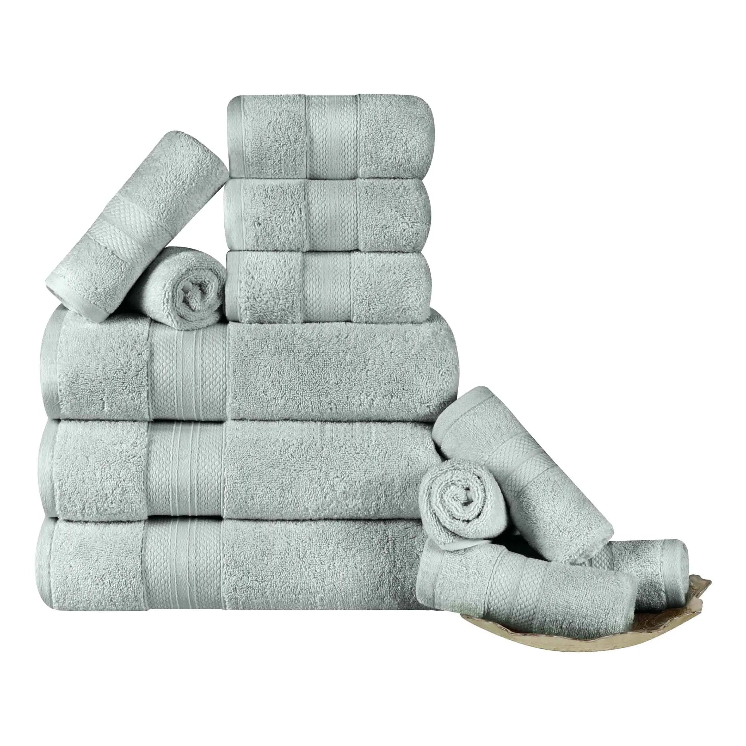 Turkish Cotton Towel Set 12-Piece Aria Plush Solid - Towel Set by Superior Brand