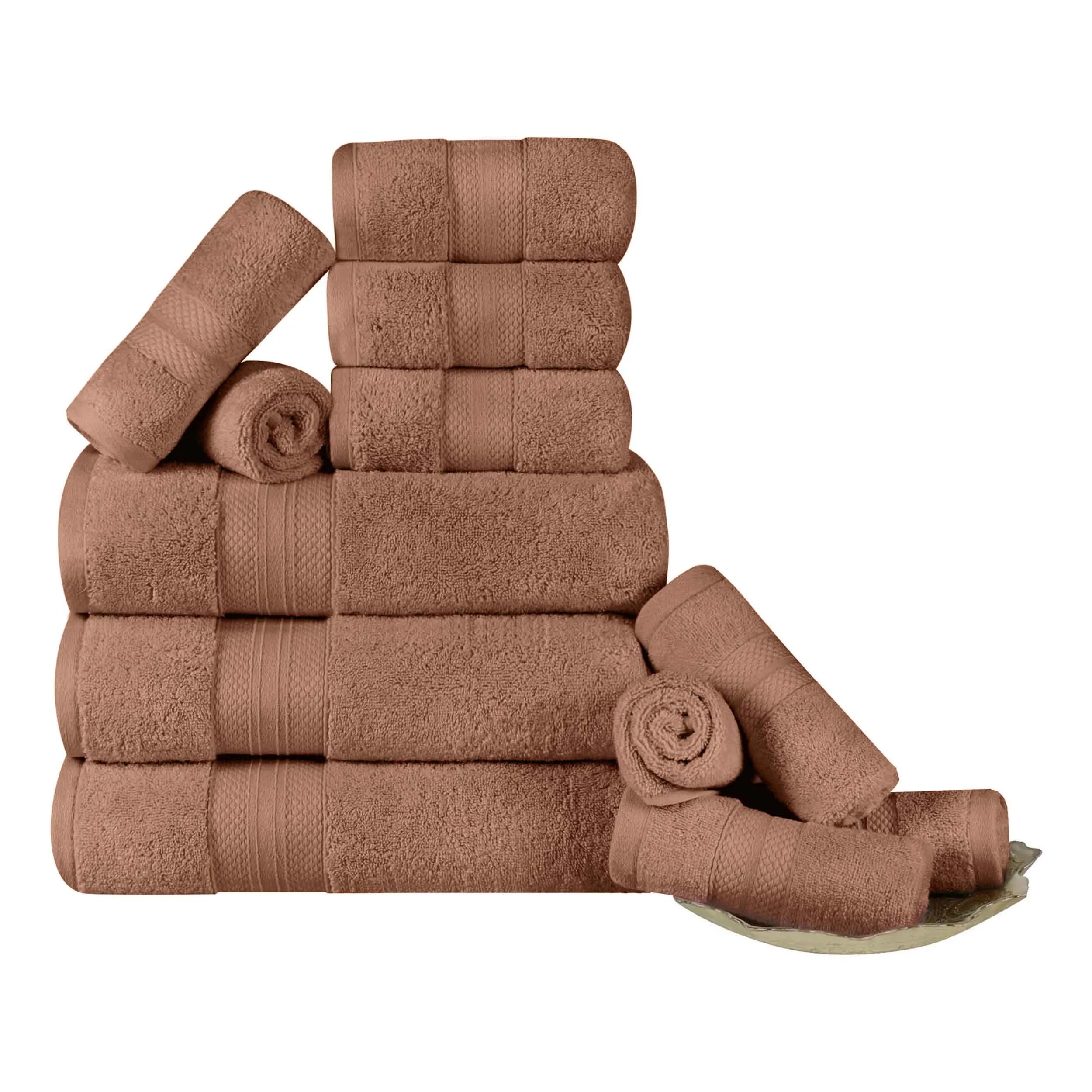 Turkish Cotton Towel Set 12-Piece Aria Plush Solid - Towel Set by Superior Brand