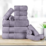 Turkish Cotton Towel Set 12-Piece Aria Plush Solid - Towel Set by Superior Brand