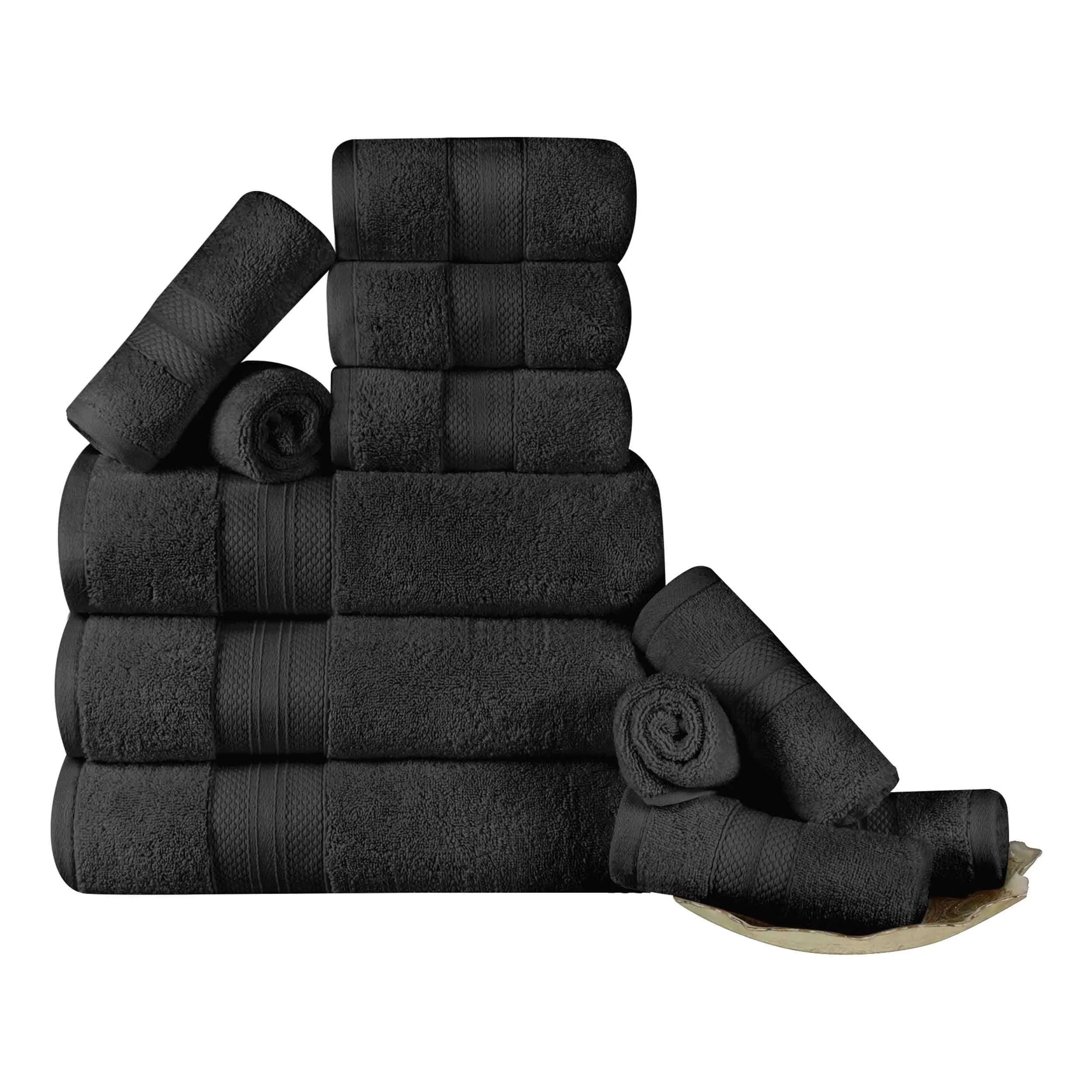 Turkish Cotton Towel Set 12-Piece Aria Plush Solid - Towel Set by Superior Brand