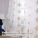 Traditional Embroidered Damask Sheer Grommet Curtain Panel Set - Sheer Curtains by Superior Brand