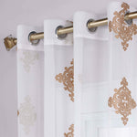 Traditional Embroidered Damask Sheer Grommet Curtain Panel Set - Sheer Curtains by Superior Brand