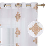 Traditional Embroidered Damask Sheer Grommet Curtain Panel Set - Sheer Curtains by Superior Brand