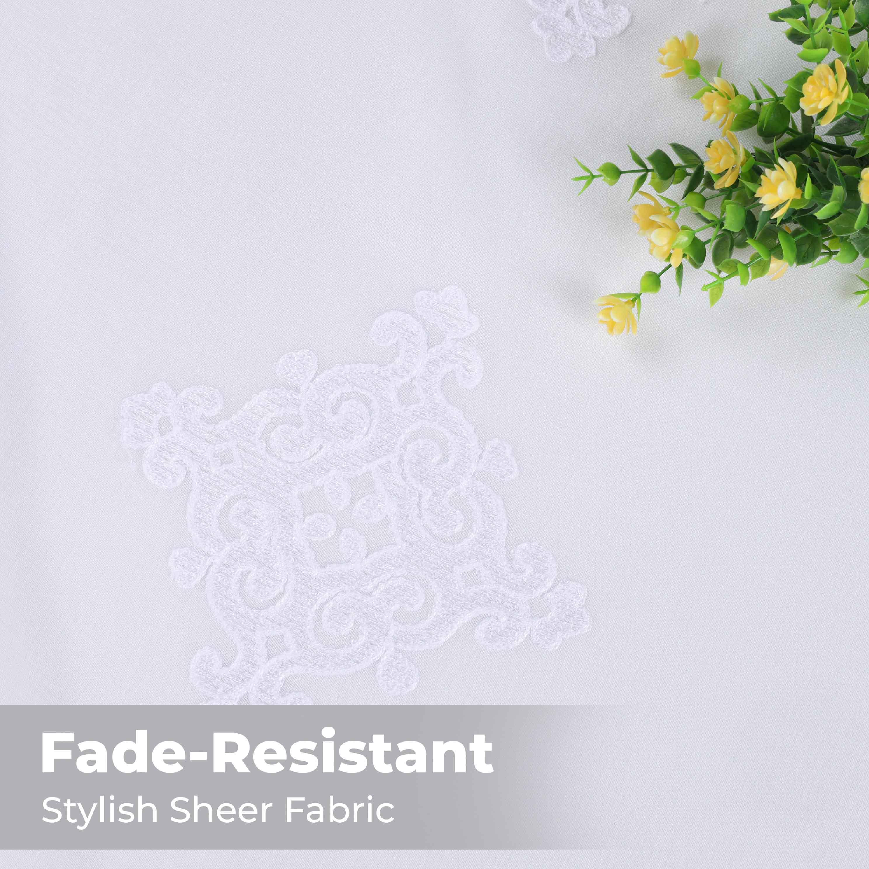 Traditional Embroidered Damask Sheer Grommet Curtain Panel Set - Sheer Curtains by Superior Brand