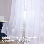 Traditional Embroidered Damask Sheer Grommet Curtain Panel Set - Sheer Curtains by Superior Brand