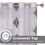 Traditional Embroidered Damask Sheer Grommet Curtain Panel Set - Sheer Curtains by Superior Brand