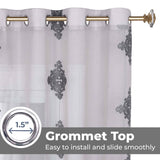 Traditional Embroidered Damask Sheer Grommet Curtain Panel Set - Sheer Curtains by Superior Brand