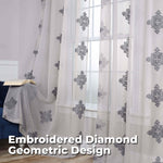Traditional Embroidered Damask Sheer Grommet Curtain Panel Set - Sheer Curtains by Superior Brand