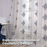 Traditional Embroidered Damask Sheer Grommet Curtain Panel Set - Sheer Curtains by Superior Brand