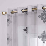 Traditional Embroidered Damask Sheer Grommet Curtain Panel Set - Sheer Curtains by Superior Brand
