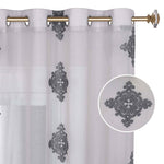 Traditional Embroidered Damask Sheer Grommet Curtain Panel Set - Sheer Curtains by Superior Brand