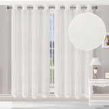 Traditional Embroidered Scroll Sheer Grommet Curtain Panel Set - Sheer Curtains by Superior Brand