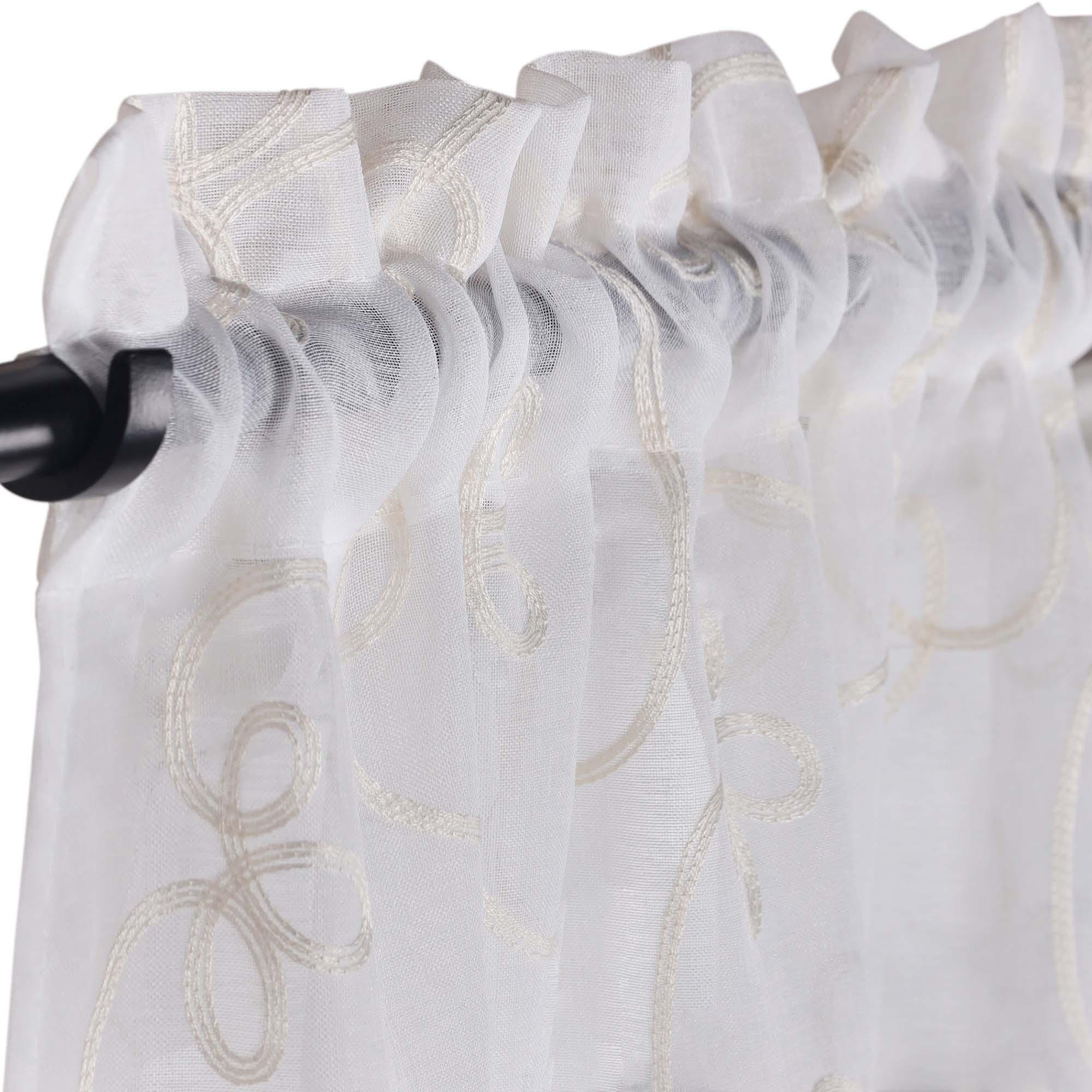 Traditional Embroidered Scroll Sheer Grommet Curtain Panel Set - Sheer Curtains by Superior Brand