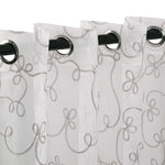 Traditional Embroidered Scroll Sheer Grommet Curtain Panel Set - Sheer Curtains by Superior Brand