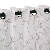 Traditional Embroidered Scroll Sheer Grommet Curtain Panel Set - Sheer Curtains by Superior Brand