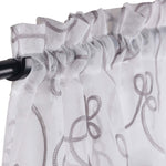 Traditional Embroidered Scroll Sheer Grommet Curtain Panel Set - Sheer Curtains by Superior Brand