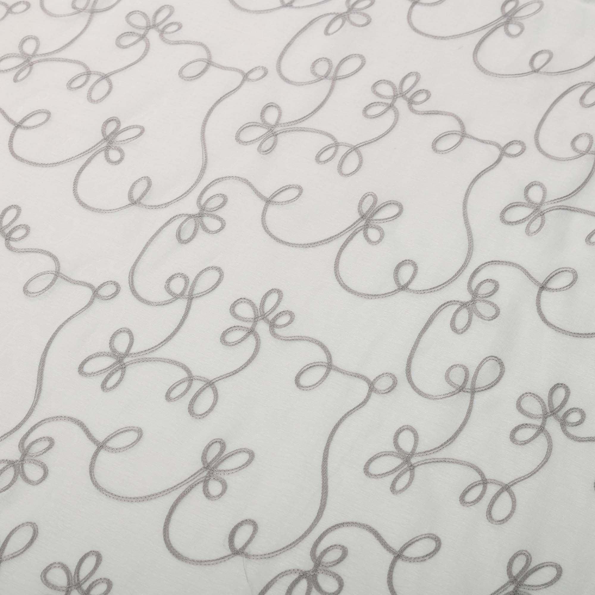 Traditional Embroidered Scroll Sheer Grommet Curtain Panel Set - Sheer Curtains by Superior Brand