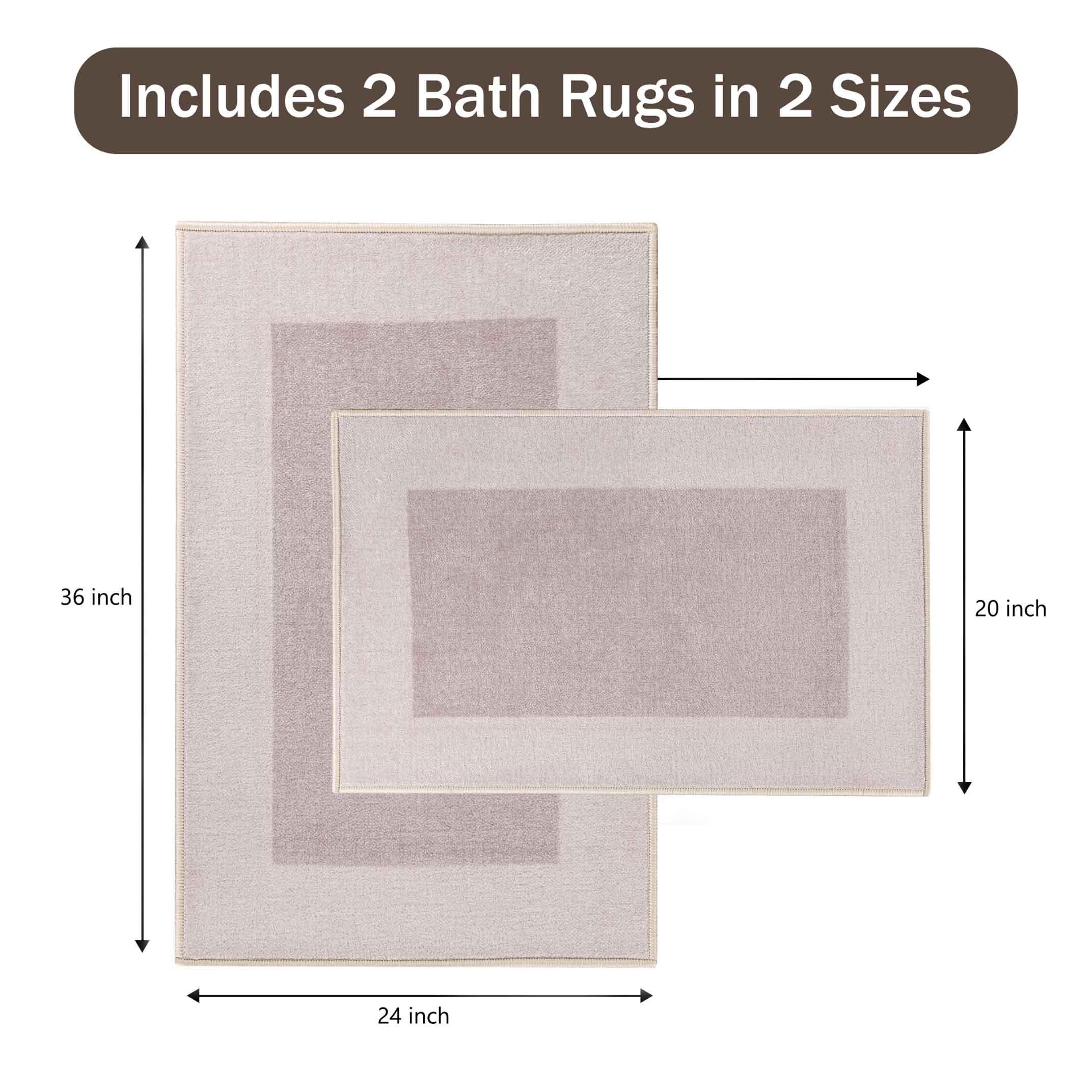 Troy Solid Non-Slip Machine Washable Bath Rug Set - Bath Mats by Superior Brand