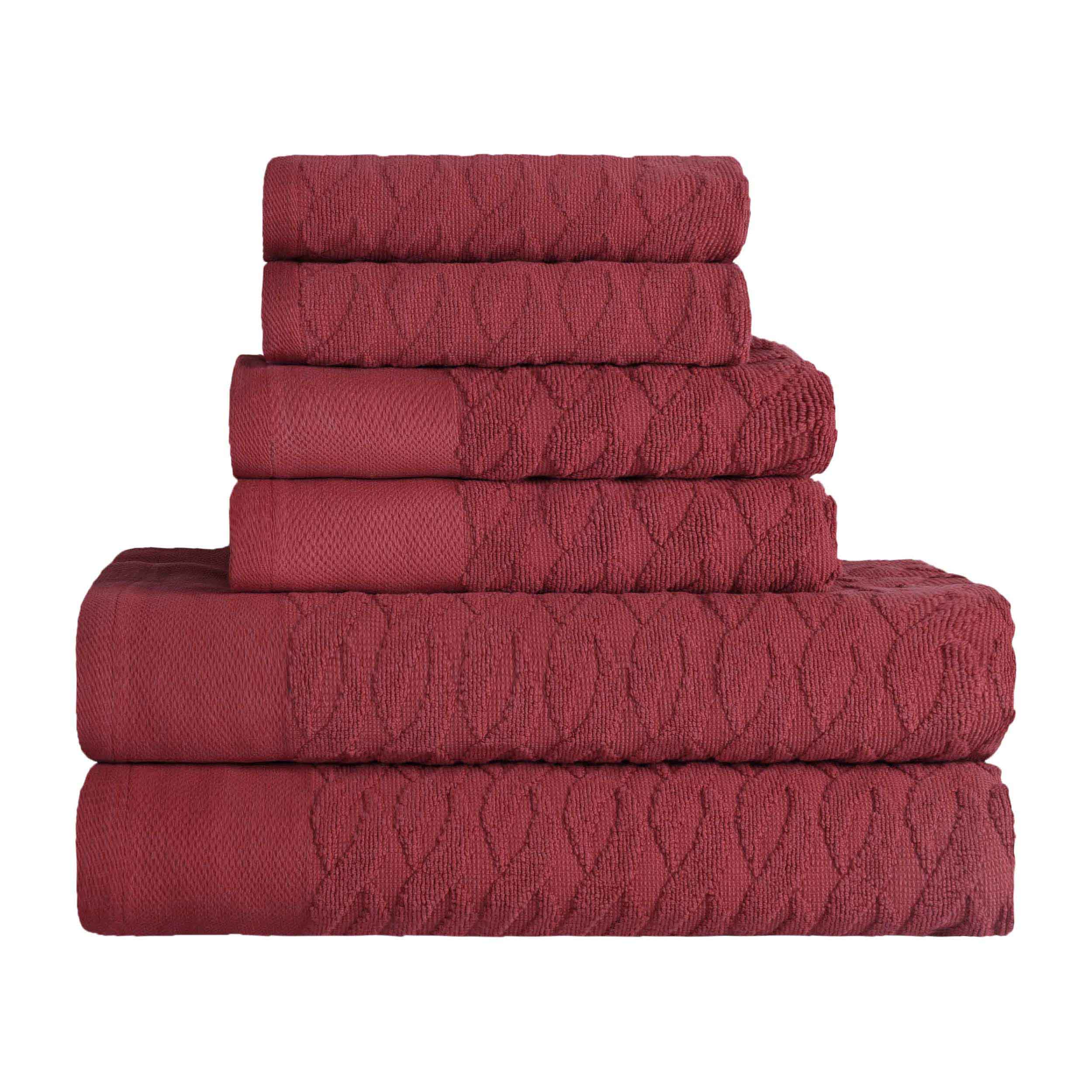 Turkish Cotton Herringbone Jacquard Assorted 6 Piece Towel Set - Towel Set by Superior Brand