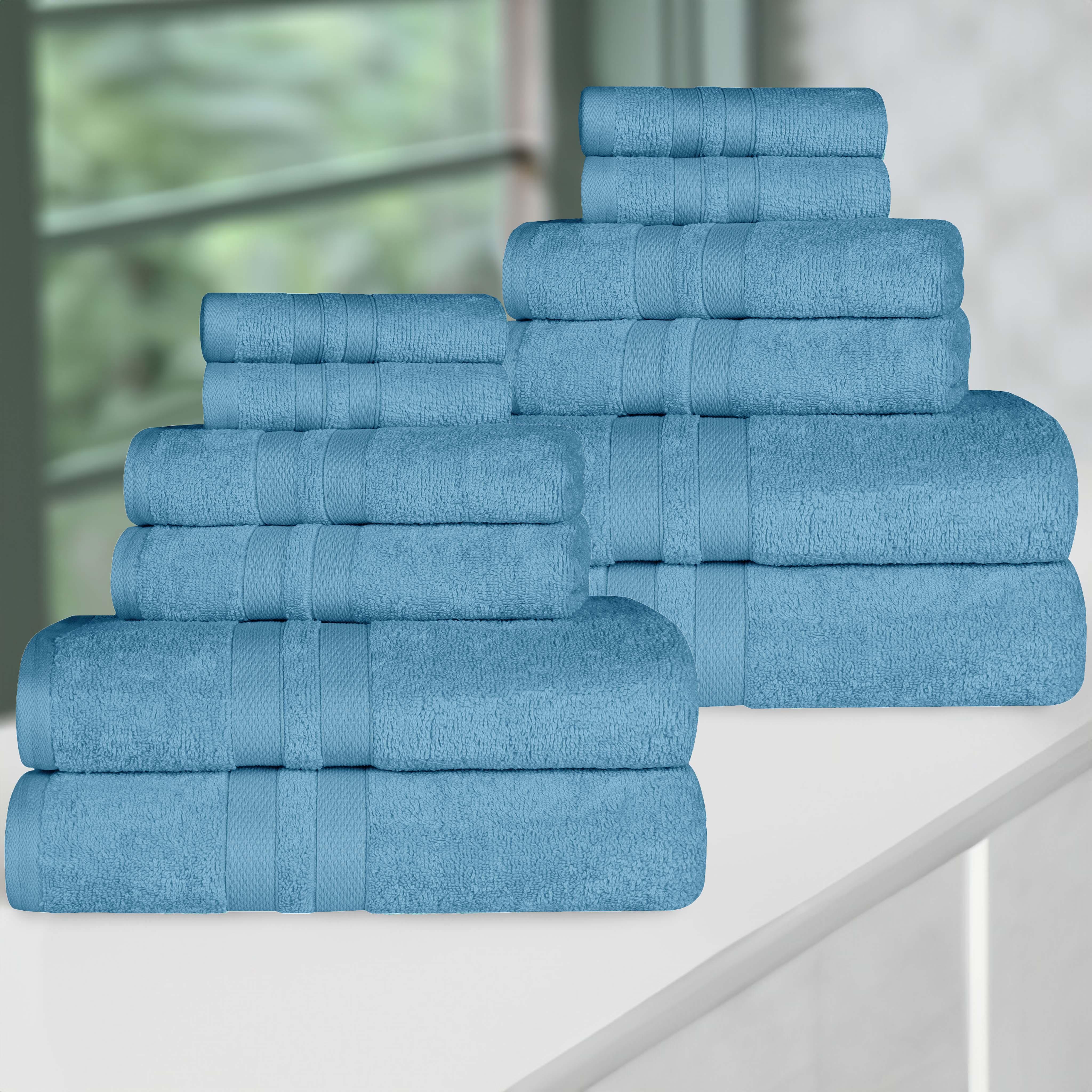 Ultra-Soft Cotton Absorbent Quick-Drying 12 Piece Assorted Towel Set - Towel Set by Superior Brand