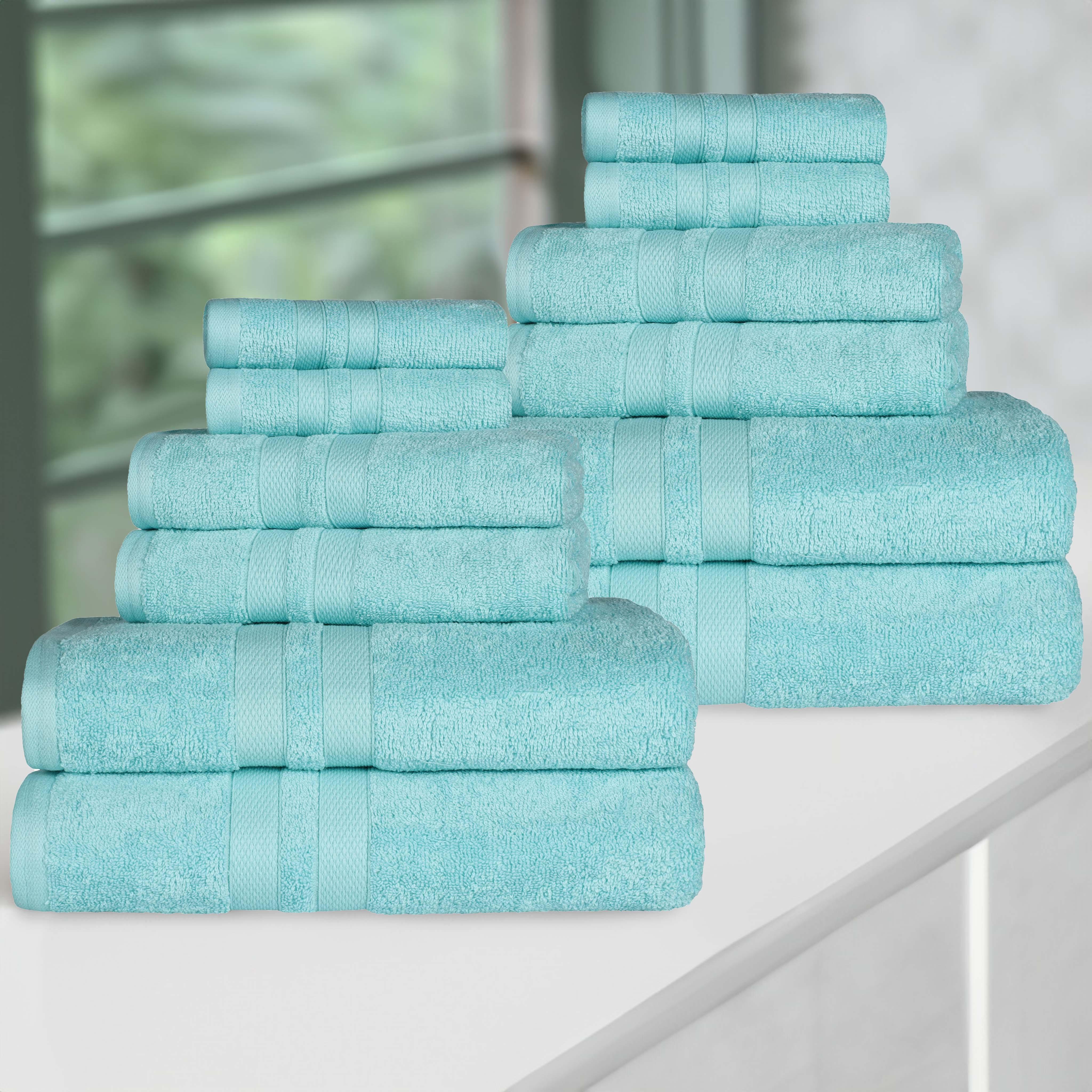 Ultra-Soft Cotton Absorbent Quick-Drying 12 Piece Assorted Towel Set - Towel Set by Superior Brand