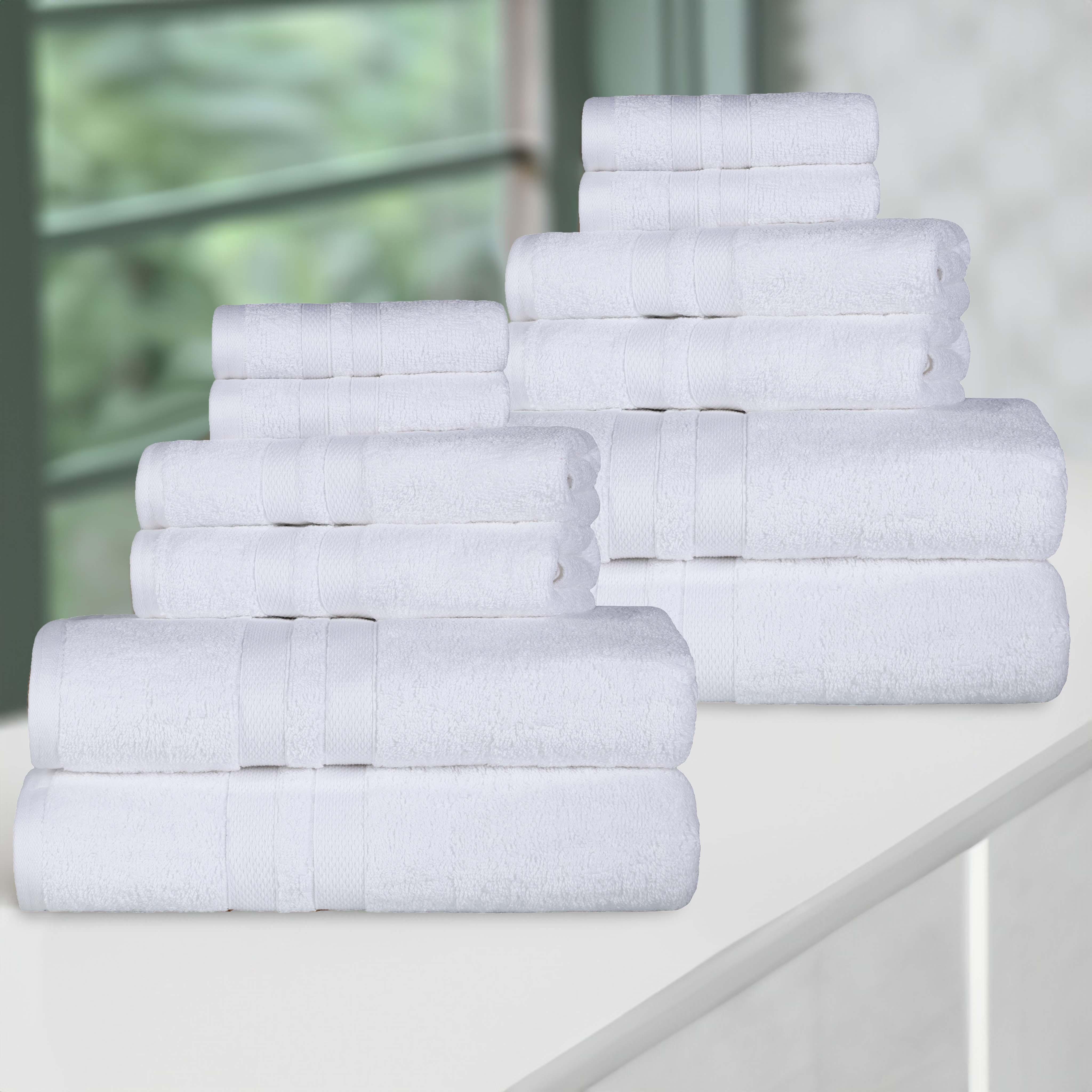 Ultra-Soft Cotton Absorbent Quick-Drying 12 Piece Assorted Towel Set - Towel Set by Superior Brand