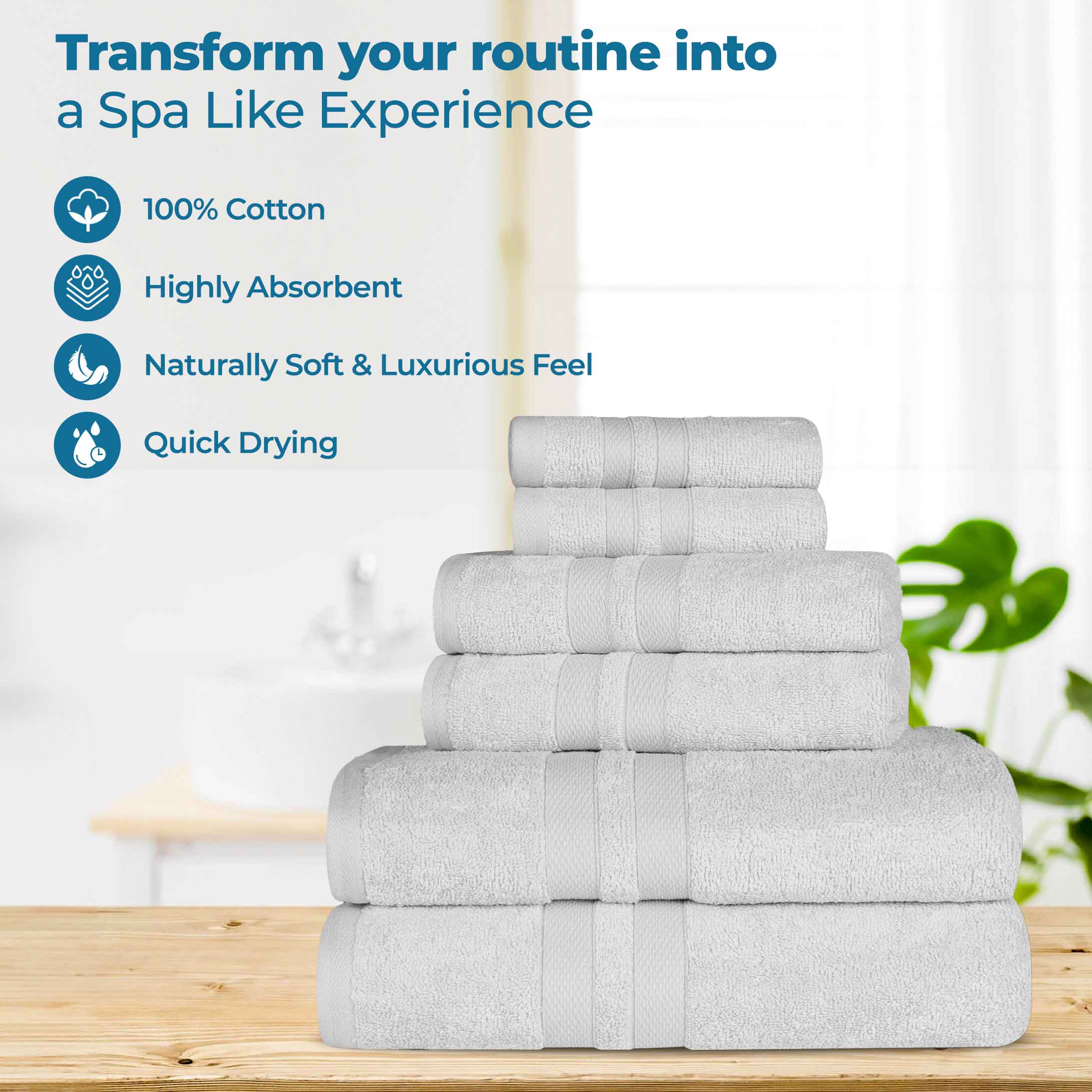 Ultra-Soft Cotton Absorbent Quick-Drying 12 Piece Assorted Towel Set - Towel Set by Superior Brand