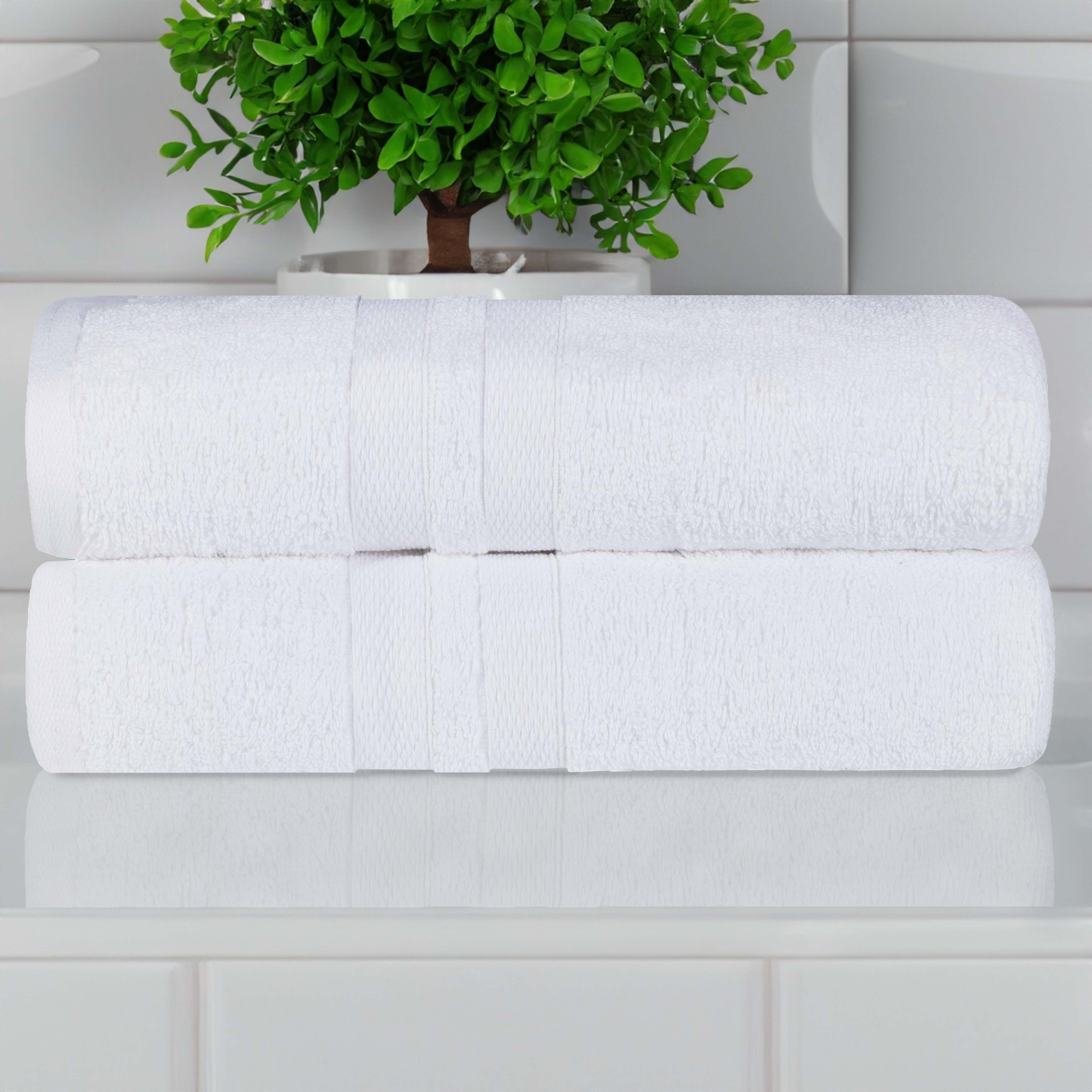 Ultra-Soft Cotton Solid Medium Weight Absorbent Bath Towel Set of 2 - Towel Set by Superior Brand
