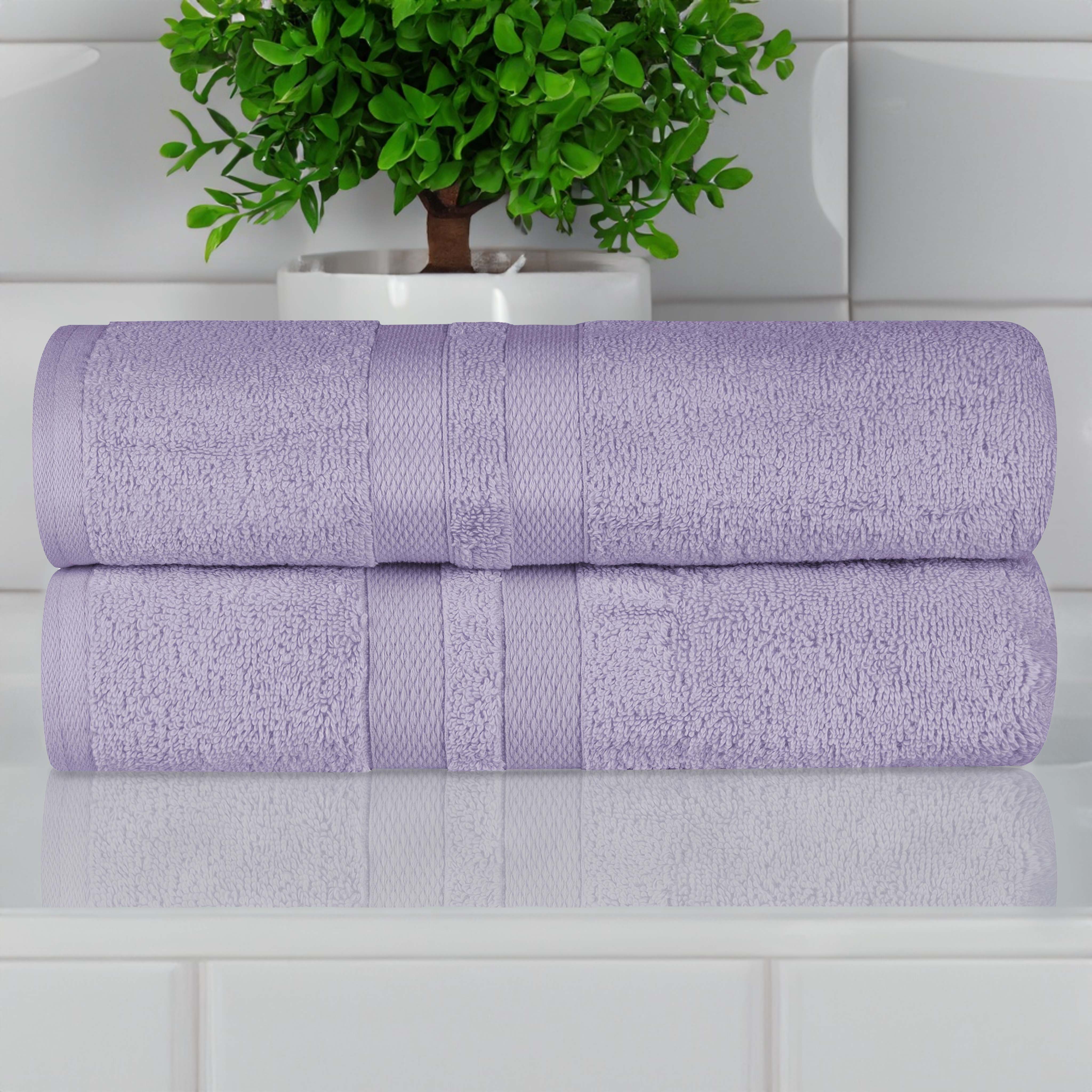 Ultra-Soft Cotton Solid Medium Weight Absorbent Bath Towel Set of 2 - Towel Set by Superior Brand