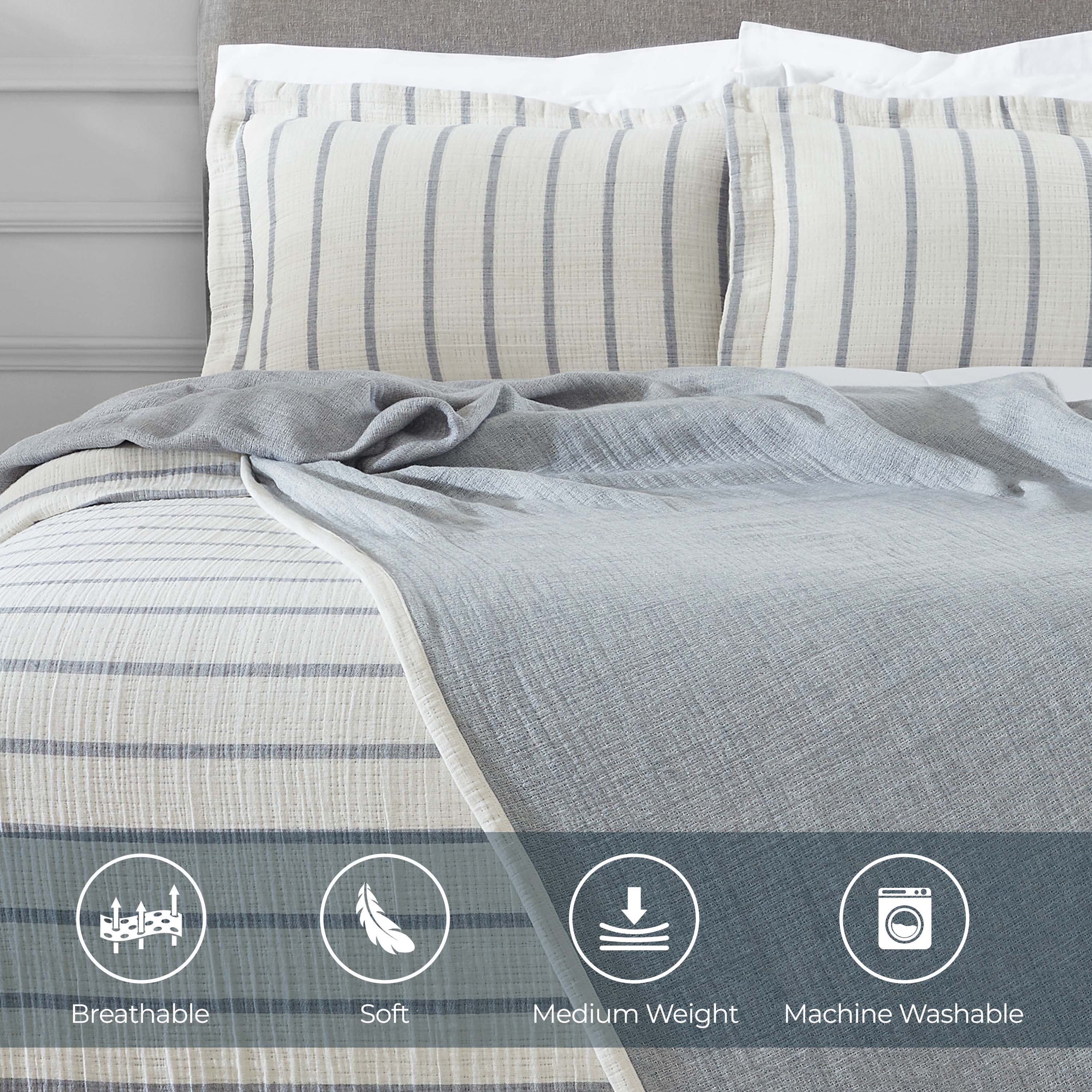 Valencia Cotton Reversible Medium Weight Matelasse Bedspread Set - Bedspread by Superior Brand