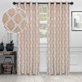 Venetian Damask Jacquard Grommet Traditional Curtain Panel Set - Semi Sheer Curtains by Superior Brand